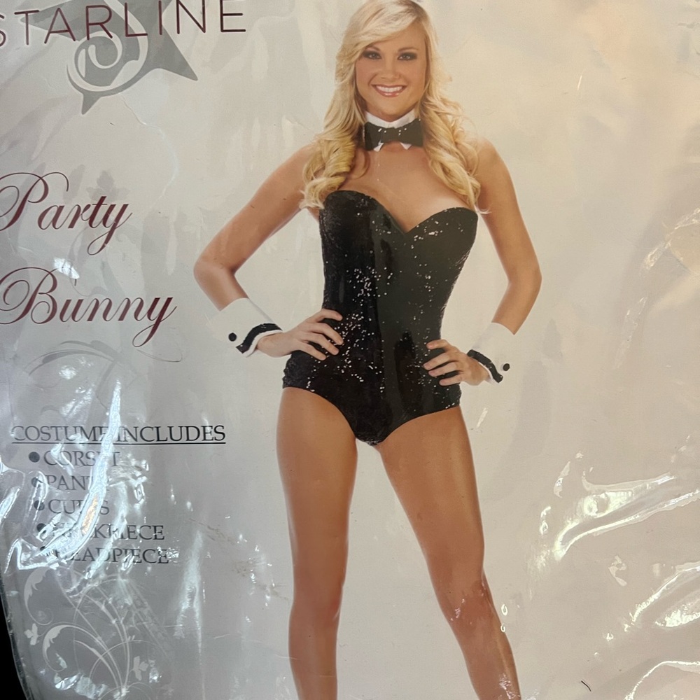 Party Bunny Sequin Corset Costume - Black- small